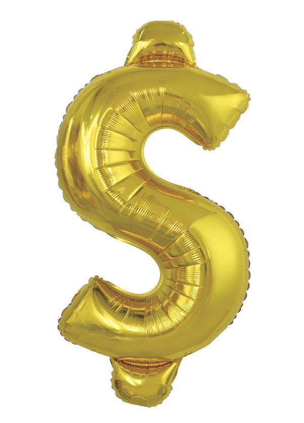 GOLD "$" ALPHABET FOIL BALLOON 86CM (34") SKU: 43188
